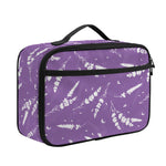 Purple And White Lavender Pattern Print Portable Lunch Bag