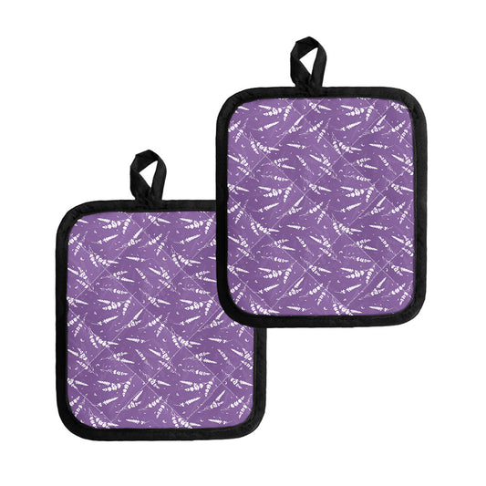 Purple And White Lavender Pattern Print Pot Holders