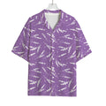 Purple And White Lavender Pattern Print Rayon Hawaiian Shirt