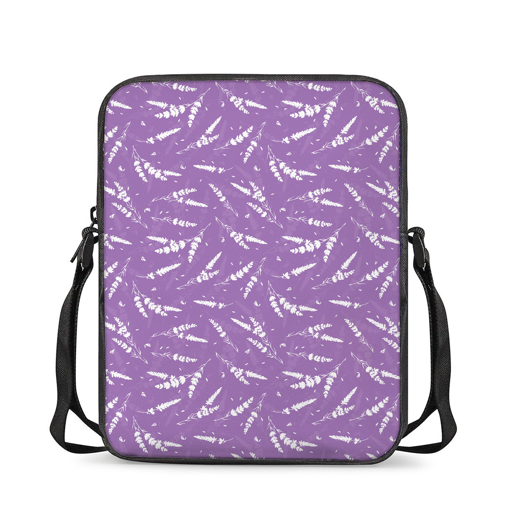 Purple And White Lavender Pattern Print Rectangular Crossbody Bag