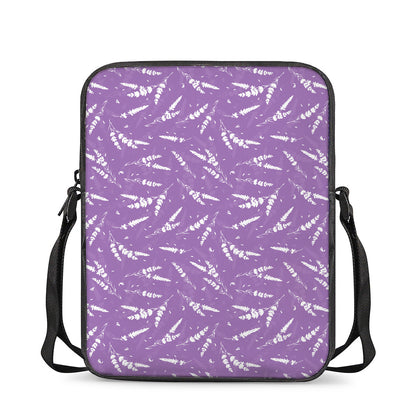 Purple And White Lavender Pattern Print Rectangular Crossbody Bag