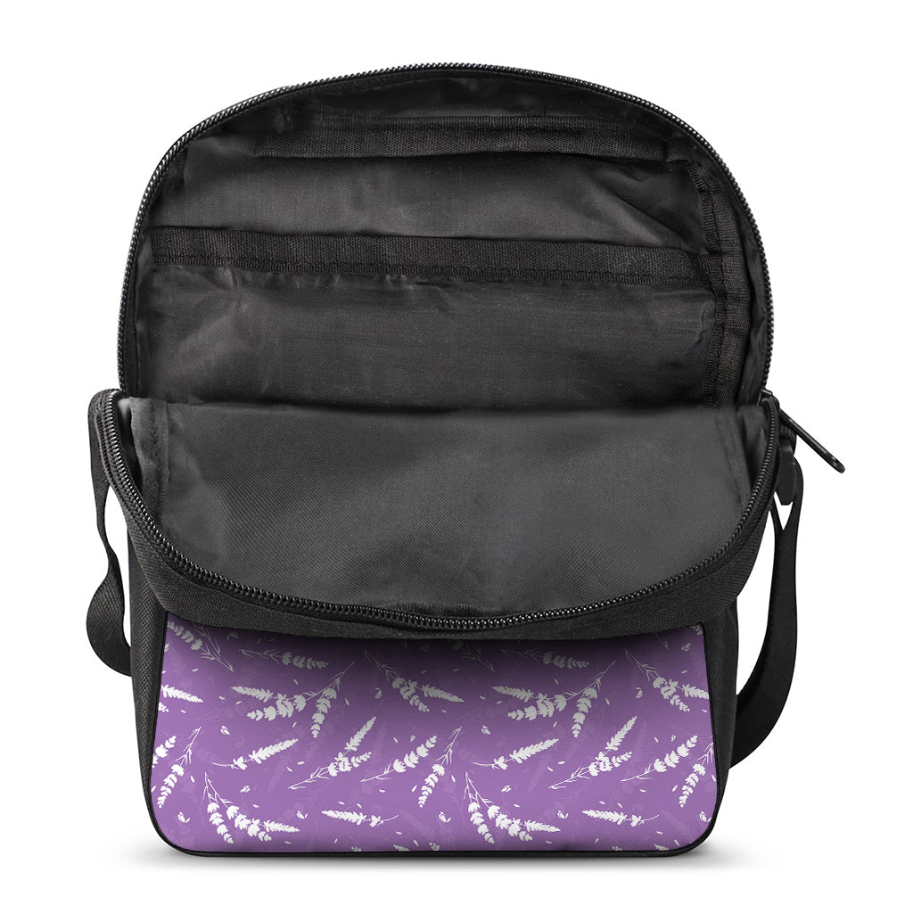 Purple And White Lavender Pattern Print Rectangular Crossbody Bag