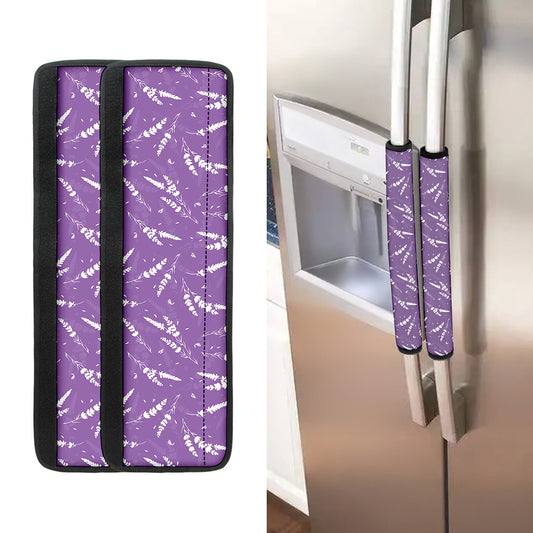 Purple And White Lavender Pattern Print Refrigerator Handle Covers