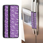 Purple And White Lavender Pattern Print Refrigerator Handle Covers