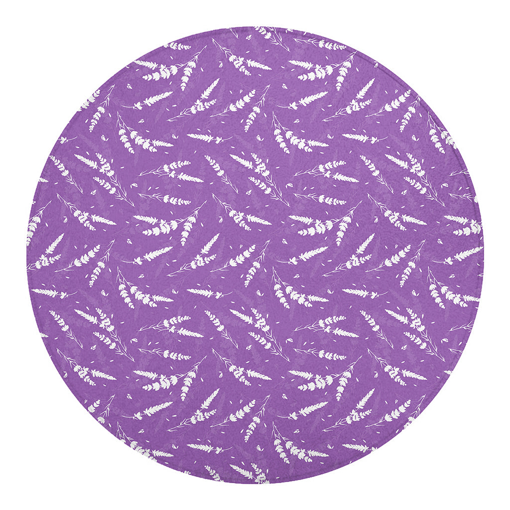 Purple And White Lavender Pattern Print Round Blanket