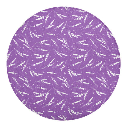 Purple And White Lavender Pattern Print Round Blanket