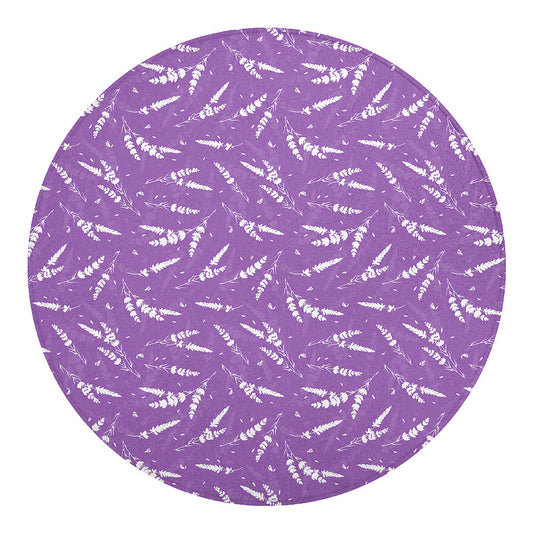 Purple And White Lavender Pattern Print Round Blanket