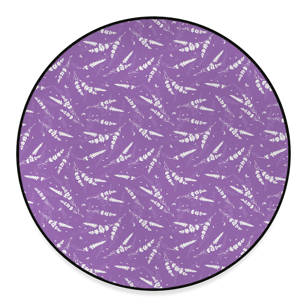 Purple And White Lavender Pattern Print Round Floor Mat