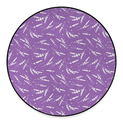 Purple And White Lavender Pattern Print Round Floor Mat