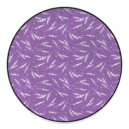 Purple And White Lavender Pattern Print Round Floor Mat
