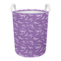 Purple And White Lavender Pattern Print Round Laundry Basket