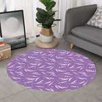 Purple And White Lavender Pattern Print Round Rug