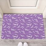 Purple And White Lavender Pattern Print Rubber Doormat