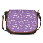 Purple And White Lavender Pattern Print Saddle Bag