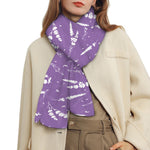 Purple And White Lavender Pattern Print Scarf
