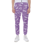 Purple And White Lavender Pattern Print Scuba Joggers