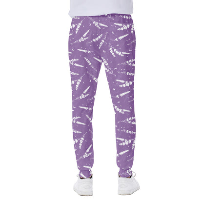Purple And White Lavender Pattern Print Scuba Joggers