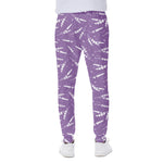 Purple And White Lavender Pattern Print Scuba Joggers