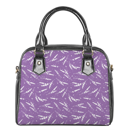 Purple And White Lavender Pattern Print Shoulder Handbag