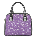 Purple And White Lavender Pattern Print Shoulder Handbag