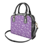 Purple And White Lavender Pattern Print Shoulder Handbag