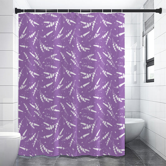 Purple And White Lavender Pattern Print Shower Curtain