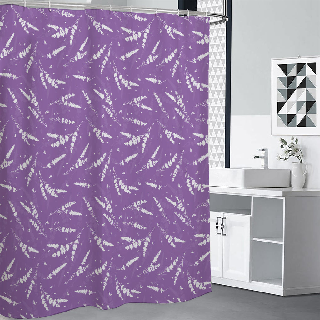 Purple And White Lavender Pattern Print Shower Curtain