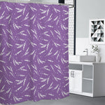 Purple And White Lavender Pattern Print Shower Curtain