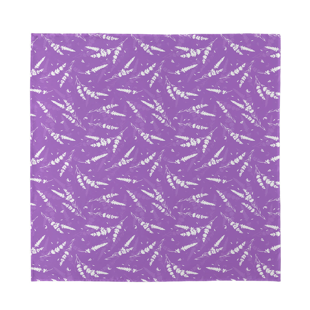 Purple And White Lavender Pattern Print Silk Bandana