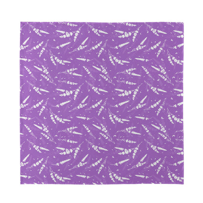 Purple And White Lavender Pattern Print Silk Bandana