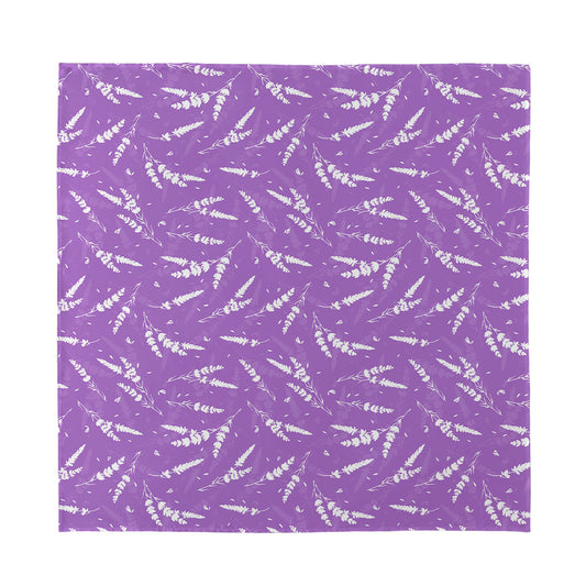 Purple And White Lavender Pattern Print Silk Bandana
