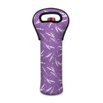 Purple And White Lavender Pattern Print Single Neoprene Wine Tote
