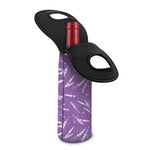 Purple And White Lavender Pattern Print Single Neoprene Wine Tote