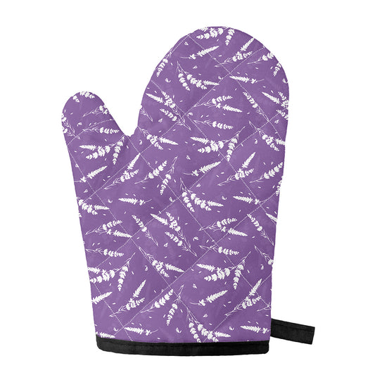 Purple And White Lavender Pattern Print Single Oven Mitt