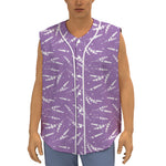 Purple And White Lavender Pattern Print Sleeveless Baseball Jersey