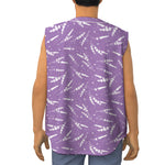 Purple And White Lavender Pattern Print Sleeveless Baseball Jersey