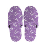 Purple And White Lavender Pattern Print Slippers