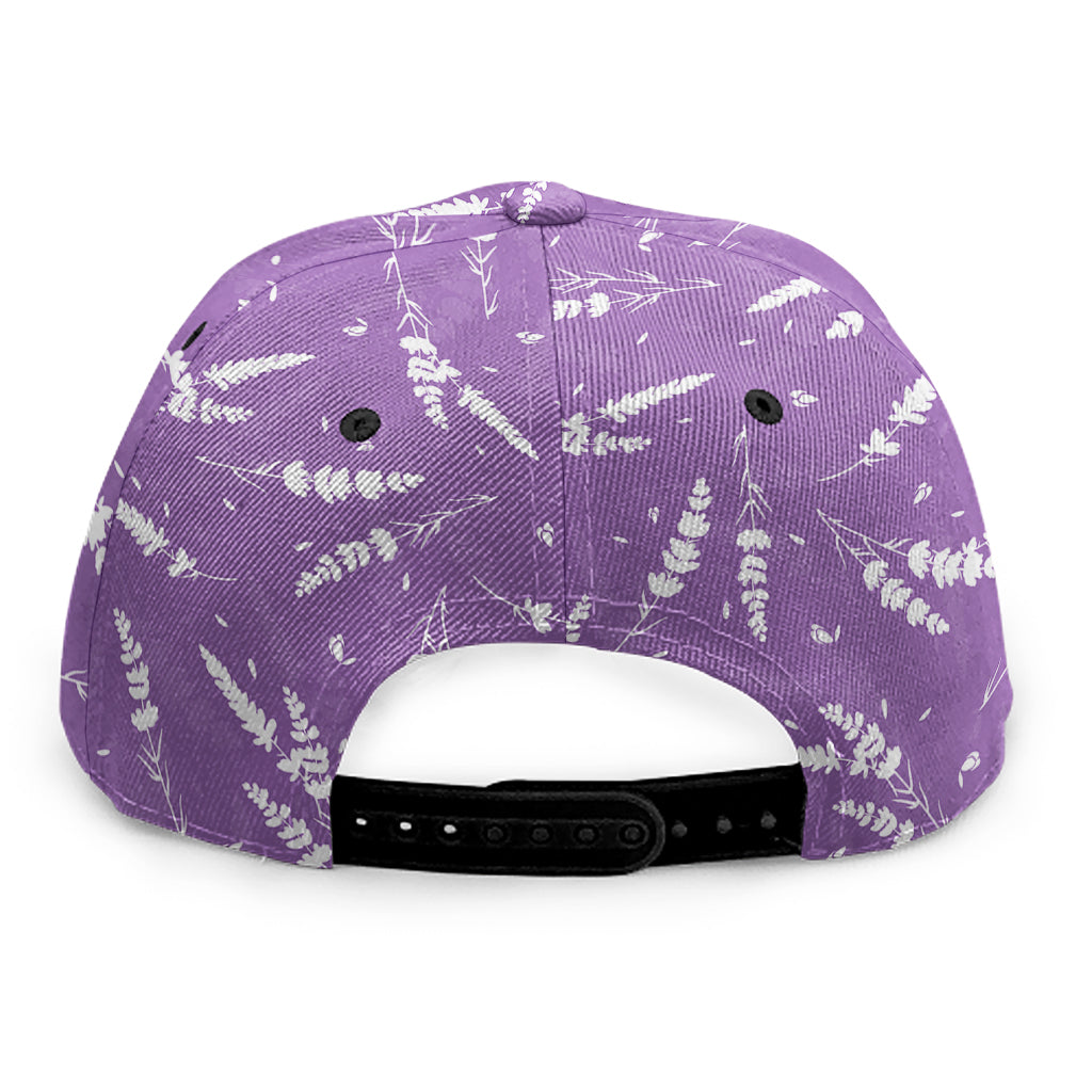 Purple And White Lavender Pattern Print Snapback Cap