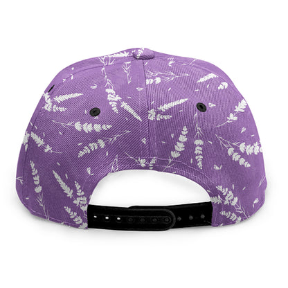 Purple And White Lavender Pattern Print Snapback Cap