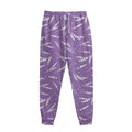 Purple And White Lavender Pattern Print Sweatpants