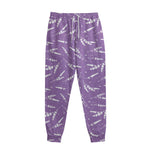 Purple And White Lavender Pattern Print Sweatpants