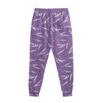 Purple And White Lavender Pattern Print Sweatpants