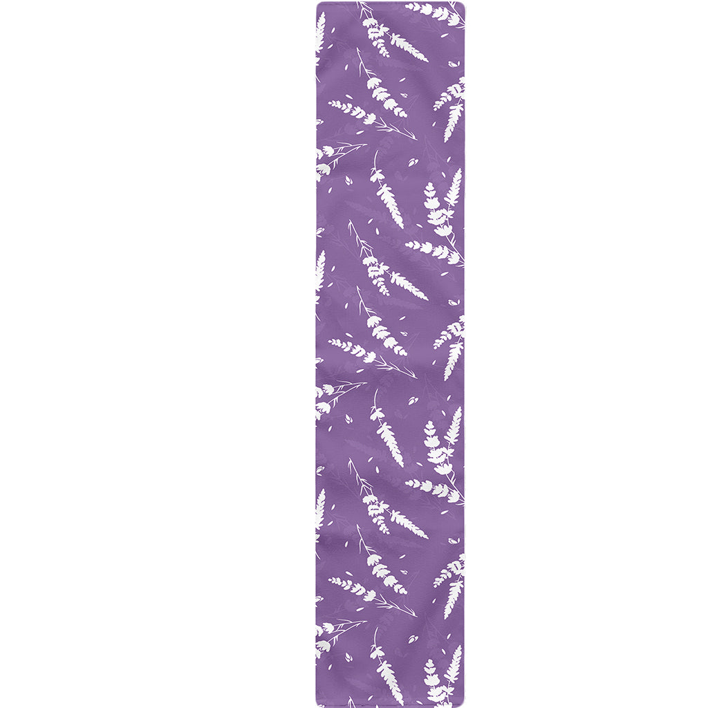 Purple And White Lavender Pattern Print Table Runner