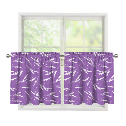 Purple And White Lavender Pattern Print Tier Curtains