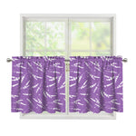 Purple And White Lavender Pattern Print Tier Curtains