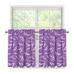 Purple And White Lavender Pattern Print Tier Curtains