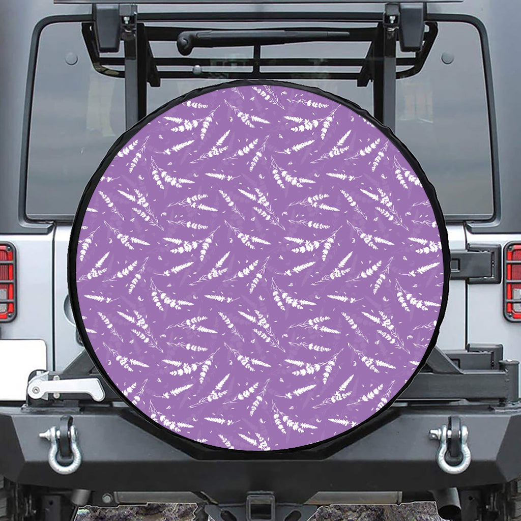 Purple And White Lavender Pattern Print Tire Cover