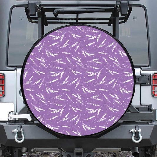 Purple And White Lavender Pattern Print Tire Cover