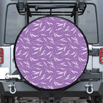 Purple And White Lavender Pattern Print Tire Cover