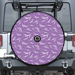 Purple And White Lavender Pattern Print Tire Cover With Camera Hole